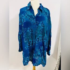 Vintage Dena Lauren Navy floral button down cover up